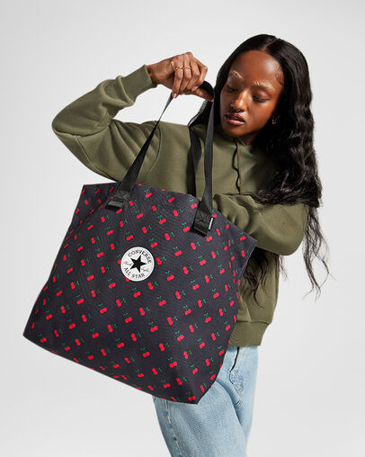 Cherry Print Canvas Tote Bag Converse Black Cherry Aop