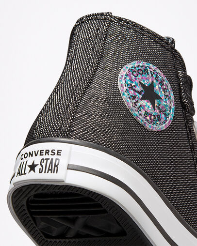 Chuck Taylor All Star Easy-On Glitter Black/Lt Armory Blue/White, Detail Angle View