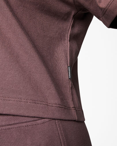 Puff Logo Cropped Crew Neck T-Shirt Dark Wine, Detail View