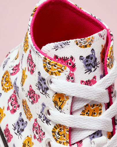 Jungle Cats Chuck Taylor All Star Bianco/Prime Pink/Nero, Detail Angle View