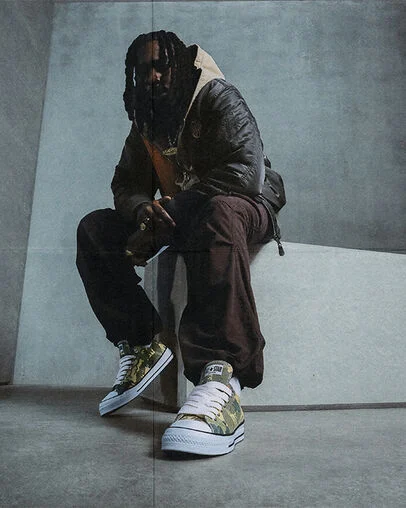 Chuck Taylor Throwback Archive Leaf Camo Blonde Espresso/Olive Android, On Foot Shot 1