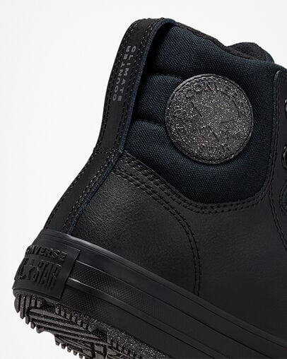 Chuck Taylor All Star Berkshire Boot Leather Noir/Noir/Gris fer, Detail Angle View