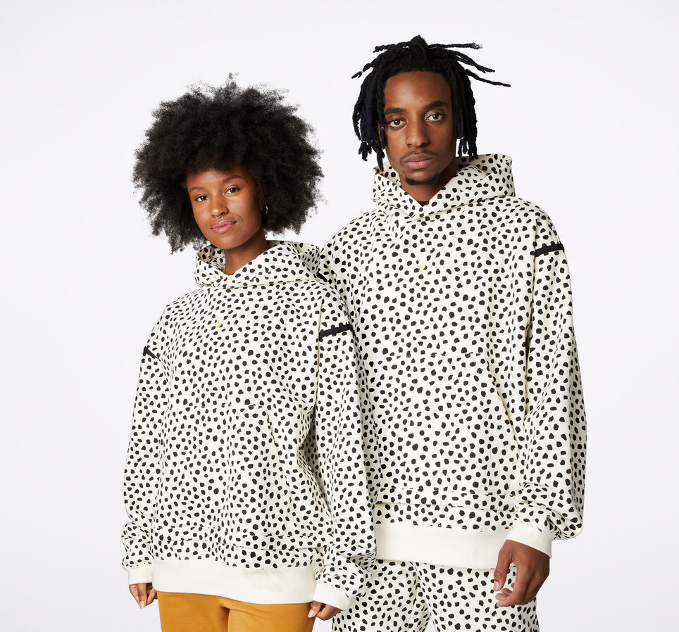 Court-Ready Cheetah Half Zip Hoodie Egret Spotted Leopard