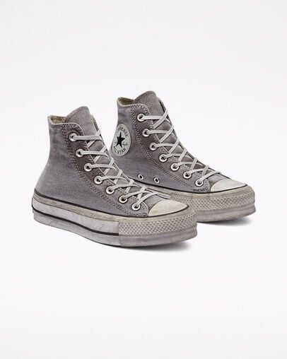 Chuck Taylor All Star Platform Smoked Canvas Gris/Gris/Blanc, Angled View