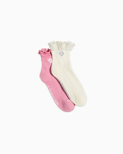 2-Pack Lettuce Edge Quarter Socks Egret/Heather, Front View