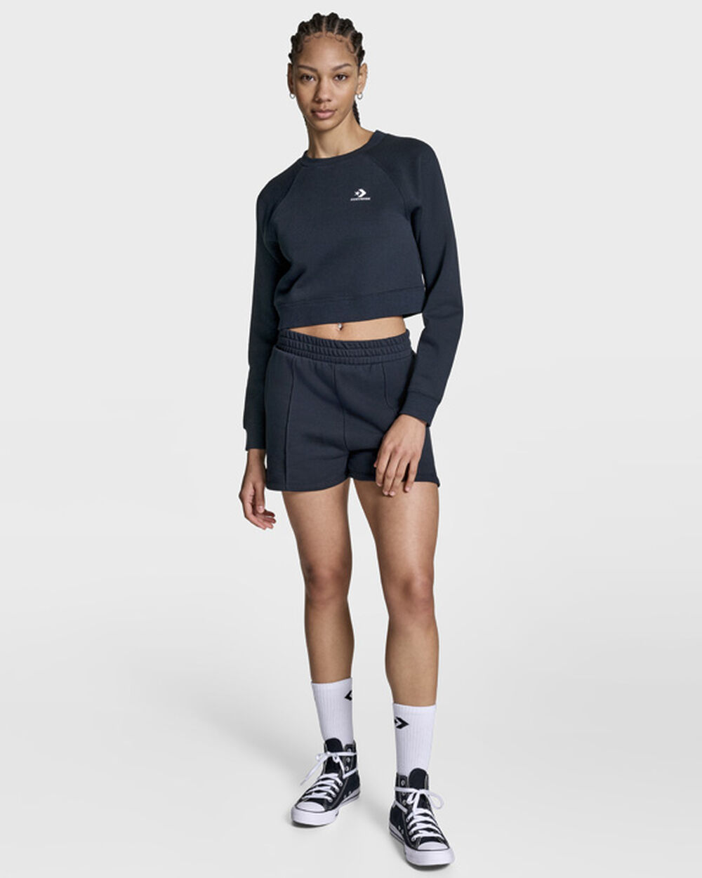 Thumbnail - Star Chevron Cropped Crew Neck Black