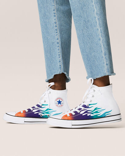 Chuck Taylor All Star Archive Prints White/Baltic Blue/Washed Teal, On Foot Shot 1