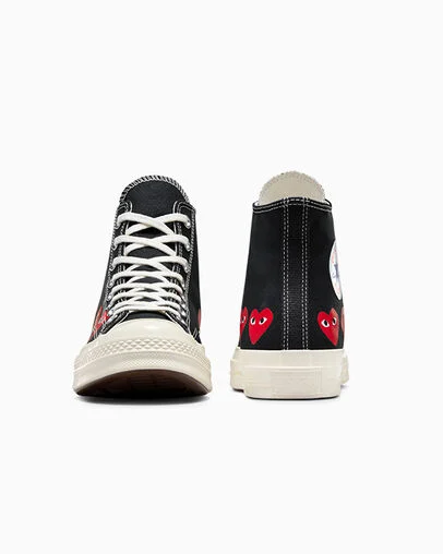 Converse x Comme des Garçons PLAY Chuck 70 Multi Heart Black/High Risk Red/Egret, Heel View