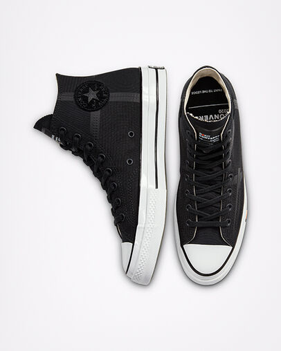 Converse x ROKIT Chuck 70 Black/White/Black, Top and Side View