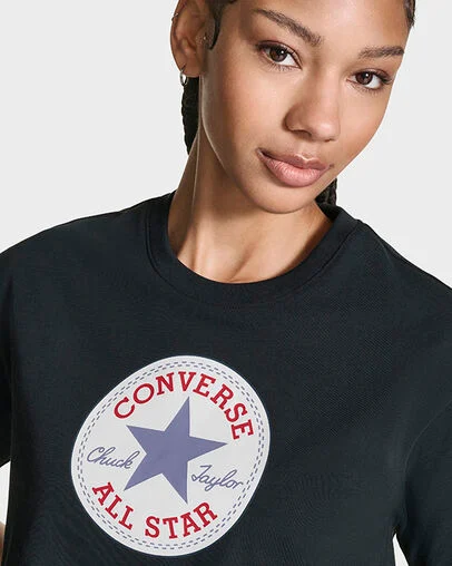 Chuck Taylor All Star Patch Cropped T-Shirt Black, Detail View
