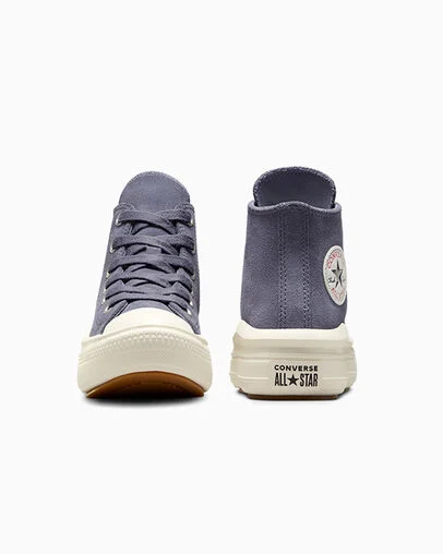 Chuck Taylor All Star Move Platform Suede Lavender Ash/Egret, Heel View