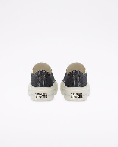 Chuck Taylor All Star Lift Platform Metallic Denim Black/Egret/Silver, Heel View