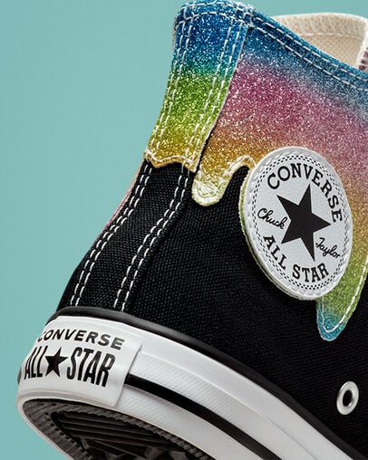 Chuck Taylor All Star Glitter Drip Black/Natural Ivory/Pink, Detail Angle View
