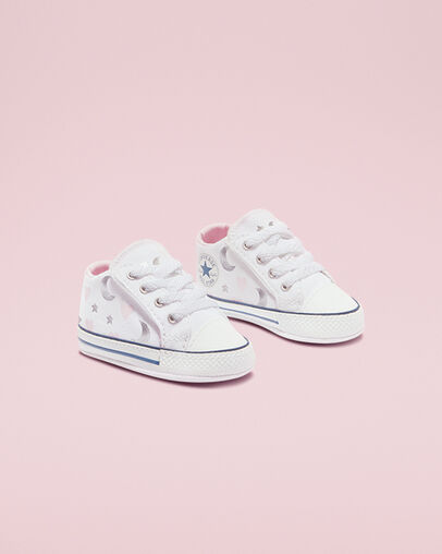 My Wish Chuck Taylor Cribster Blanco/Rosa/Plata, Angled View