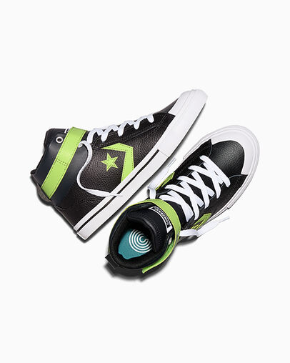 Pro Blaze Strap Leather Black/Neon Mantis Green/White, Angled View
