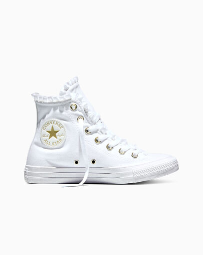 Chuck Taylor All Star Frills White/Metallic Light Gold, Outer Side View