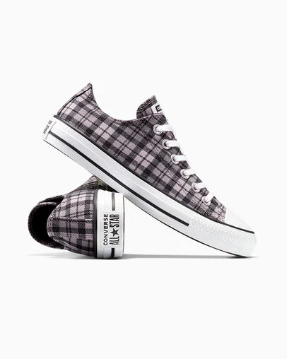 Chuck Taylor All Star Plaid Black/Altitude Lilac/White, Detail Angle View
