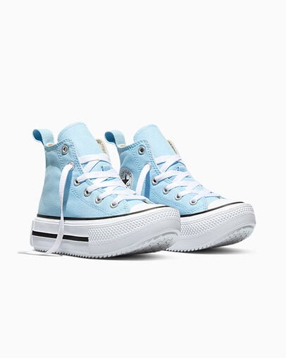 Chuck Taylor All Star Lift Double Stack Clear Skies/White/Black, Top and Side View
