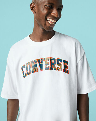 Oversized Collegiate Tee White, Full Body View