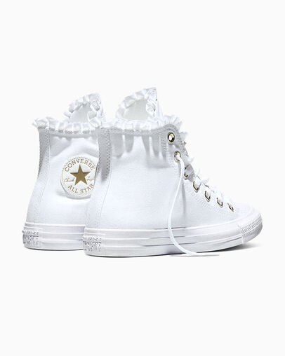 Chuck Taylor All Star Frills White/Metallic Light Gold, Heel View