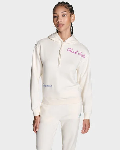Chuck Taylor Script Hoodie Converse Egret Multi, Front View