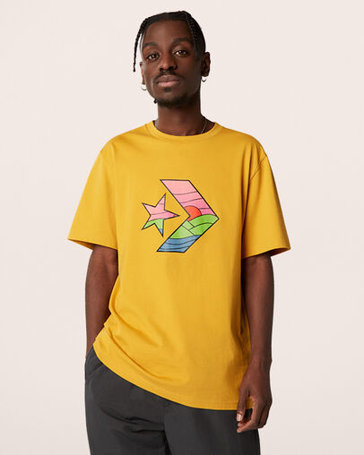 Tee-shirt &agrave; manches courtes Star Chevron Sunset Jaune d'or, Front View