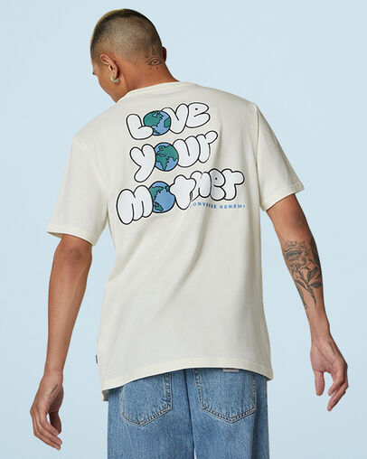 Love Your Mother Left Chest Short Sleeve T-Shirt Egret, Back View