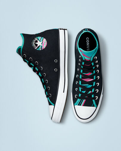 Chuck Taylor All Star Marbled Negro/Multicolor/Blanco, Top and Side View