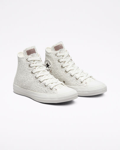 Chuck Taylor All Star Metallic Shimmer Vintage White/Silver, Angled View