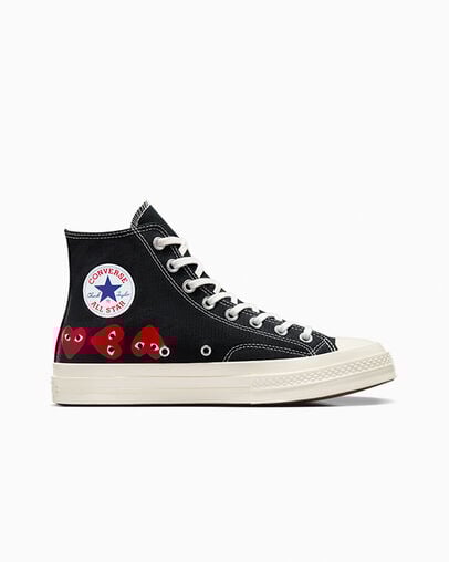 Converse x Comme des Garçons PLAY Chuck 70 Multi Heart Black/High Risk Red/Egret, Outer Side View
