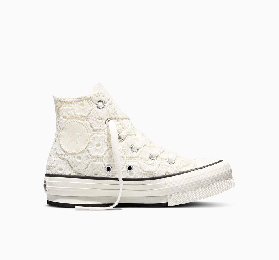 Chuck Taylor All Star EVA Lift Platform Floral Crochet Egret/Black/Egret