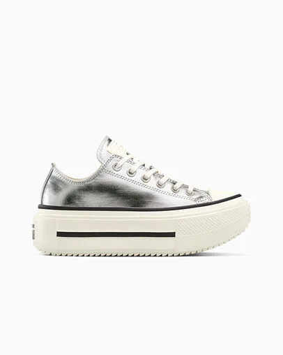 Chuck Taylor All Star Lift Double Stack Platform Metallic Silver/Egret/Black, Outer Side View