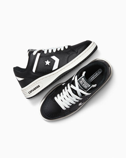 Converse Weapon Leather Noir/Blanc/Blanc vintage, Angled View