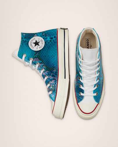 Snake Chuck 70 Imprimé python bleu émail, Top and Side View