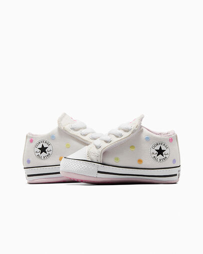 Chuck Taylor All Star Embroidered Polka Dots Easy On Vintage White/White, Detail Angle View