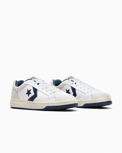 Pro Blaze Classic Leather & Suede Blanco/Azul marino/Gris vaporoso, Top and Side View