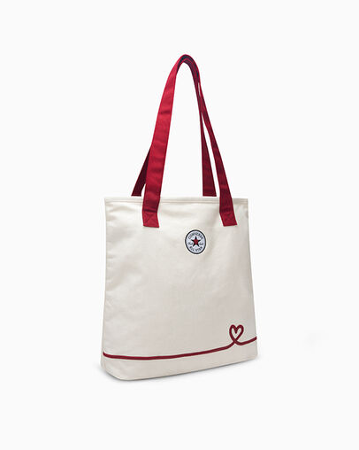 Sweetheart Tote Bag Natural Canvas, 3/4 View