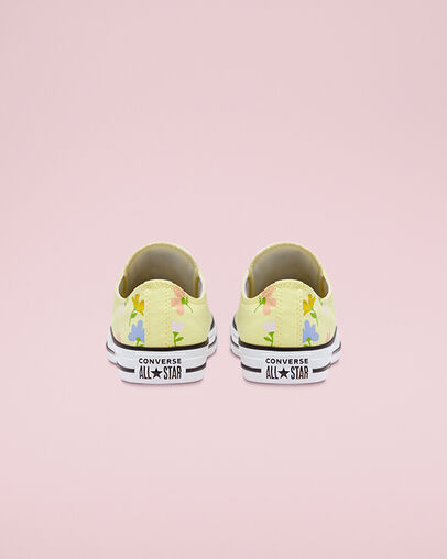 Floral Print Chuck Taylor All Star Citron clair/Noir/Blanc, Heel View