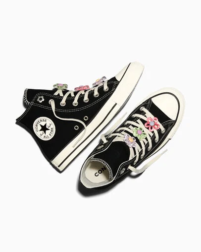 Chuck Taylor All Star Floral Charms Black/Egret/Cherry Balm, Angled View