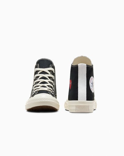 PLAY Comme des Garçons Single Heart Chuck 70 Negro/Garza/Rojo, Heel View