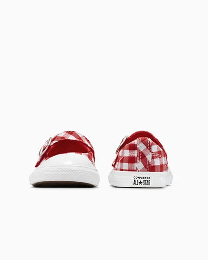 Chuck Taylor All Star Dainty Mary Jane Easy-On Checkered Red/Vintage White/White, Heel View