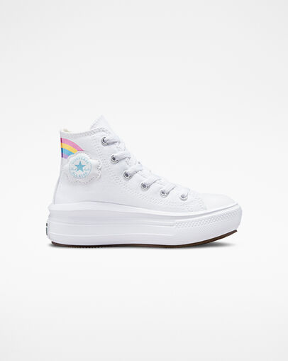 Chuck Taylor All Star Move Platform Rainbow Cloud White/Jp Blue/Pink, Outer Side View