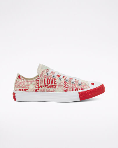 Love Fearlessly Chuck Taylor All Star Egret/University Red/White, Outer Side View