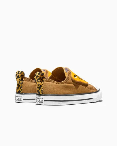 Chuck Taylor All Star One Strap Leopards Easy-On Honey Stick Brown/Gold Palm/White, Heel View