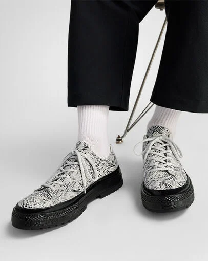 Chuck 70 National Suede Snake Print Barely Grey/Black/Barely Grey, Reflective View