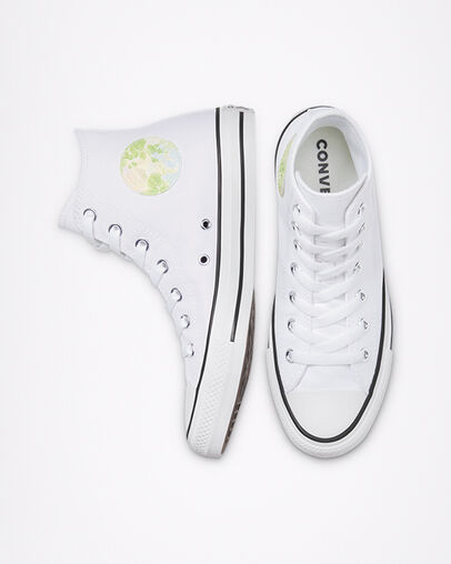 Chuck Taylor All Star Festival White/Spring Green/Black, Top and Side View