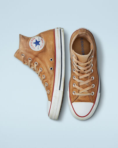Chuck Taylor All Star Well Worn Brown Well Worn Color Dyed, Top and Side View