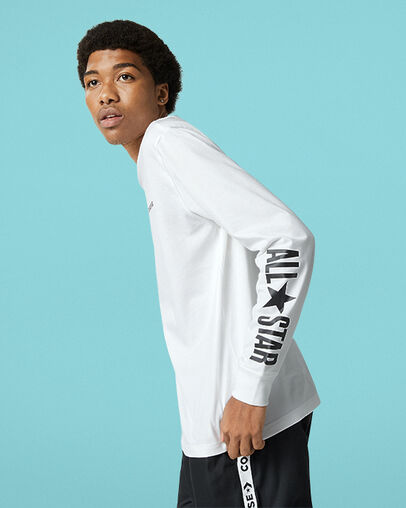 All Star Long Sleeve Tee White, Detail View