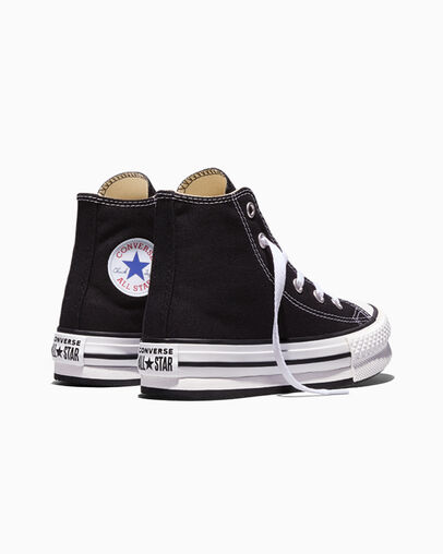 Chuck Taylor All Star Lift Platform Zwart/Wit/Zwart, Heel View