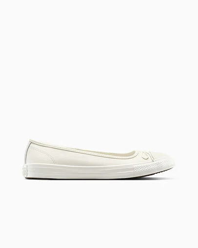 Chuck Taylor All Star Dainty Ballerina Leather Egret/Egret/Egret, Outer Side View